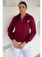 Kadın Yarım Fermuarlı Metal Aksesuarlı Şardonlu Sweatshirt P-00018601 1