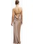 Satin Cowl Back Maxi Dress Strapless Bias Cut Longline Gown Kadın Elbise 3