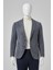 Erkek Lacivert Örme Trend Ekoseli Slim Fit Mono Yaka Ceket 1
