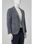 Erkek Lacivert Örme Trend Ekoseli Slim Fit Mono Yaka Ceket 2