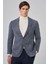 Erkek Lacivert Örme Trend Ekoseli Slim Fit Mono Yaka Ceket 7