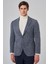 Erkek Lacivert Örme Trend Ekoseli Slim Fit Mono Yaka Ceket 9