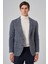 Erkek Lacivert Örme Trend Ekoseli Slim Fit Mono Yaka Ceket 10