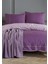 Stylish Pamuk Battaniyeli Çift Kişilik Nevresim Takımı-Mor 2
