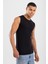 Erkek Bisiklet Yaka Kolsuz Pamuklu Body Fanila Tişört Siyah 1