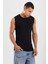 Erkek Bisiklet Yaka Kolsuz Pamuklu Body Fanila Tişört Siyah 6