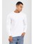 Erkek Bisiklet Yaka Uzun Kol Fanila Tişört Beyaz 6