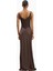 Cowl Neck Satin Panel Gown Draped Bias Cut Maxi Dress Kadın Elbise 3