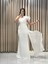 Beyaz Tek Omuz Balık Model Abiye Elbise EN5508 2