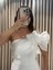 Beyaz Tek Omuz Balık Model Abiye Elbise EN5508 4