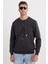 Unisex Relax Fit Pamuklu Yumuşak Dokulu Bisiklet Yaka Içi Polarlı Baskılı Antrasit Sweatshirt​​​​​​​ 4