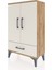 Arges Komodin 2 Raflı Tek Çekmeceli 2 Kapaklı 60X30X96 Çam-Aytaşı 3