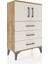 Arges Komodin Tek Raflı 3 Çekmeceli 2 Kapaklı 60X30X96 Çam-Aytaşı 2