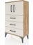 Arges Komodin Tek Raflı 3 Çekmeceli 2 Kapaklı 60X30X96 Çam-Aytaşı 3