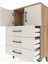 Arges Komodin Tek Raflı 3 Çekmeceli 2 Kapaklı 60X30X96 Çam-Aytaşı 5