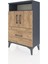 Arges Komodin 2 Raflı Tek Çekmeceli 2 Kapaklı 60X30X96 Antrasit-Çam 3