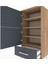 Arges Komodin 4 Raflı Tek Çekmeceli 2 Kapaklı 44X30X96 Çam-Antrasit 5