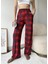 Kadın Kırmızı Pamuklu Ekose Desenli Beli Lastikli Pijama Altı Eşofman 1