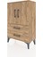 Arges Komodin 2 Raflı 2 Çekmeceli 2 Kapaklı 60X30X96 Çam-Çam 3