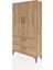 Arges Dolap Tek Raflı 2 Çekmeceli Tek Askılı 88X30X163 Çam-Çam 3