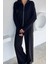 Kadın Ön Fermuarlı Sweat Bel Lastikli Palazzo Pantolon Ikili Takım P-00018850 2
