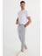 Erkek Regular Fit Klasik Kesim Beli Bağcıklı Jogger Cepli Lastikli Paça Gri Eşofman Altı 4