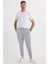 Erkek Regular Fit Klasik Kesim Beli Bağcıklı Jogger Cepli Lastikli Paça Gri Eşofman Altı 5