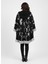 Siyah Gri Kabartmalı Çiçek Desenli Kapüşonlu Kadın Panço 4