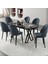 Kaye Serisi Mdf 90X168 Siyah Mermer Desen Mutfak Masası Takımı 6 Antrasit Sandalye 1