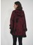 Bordo Kabartmalı Çiçek Desenli Kapüşonlu Kadın Panço 4