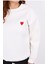 Kadın Bisiklet Yaka Kalp Nakışlı 3 Iplik Şardonlu Sweatshirt 3