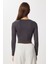 Büzgülü Crop Örme Bluz LUB0267 Antrasit 5