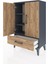 Arges Komodin 2 Raflı Tek Çekmeceli 2 Kapaklı 60X30X96 Antrasit-Çam 4