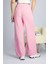 Pembe Beli Ayarlanabilir Çizgili Cepli Bol Paça Keten Kadın Pantolon Xl 5