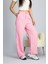 Pembe Beli Ayarlanabilir Çizgili Cepli Bol Paça Keten Kadın Pantolon Xl 7