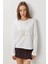 Basic Pamuklu Örme Bluz LUB0271 Ekru 2