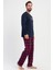 Erkek Büyük Beden Lacivert Uzun Kollu Üst Ekose Desenli Alt Pijama Takımı C2T4N1305 2