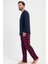 Erkek Büyük Beden Lacivert Uzun Kollu Üst Ekose Desenli Alt Pijama Takımı C2T4N1305 3