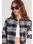 Kadın Slim Fit Dar Kesim Oduncu Tek Cepli Kareli Kışlık Gömlek 2
