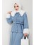 Kadın Peluş Detaylı Kuşaklı Kot Mavi Ikili Takım 2