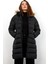 Uzun Kapşonlu Şişme Mont M001 Siyah 2
