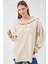 Kadın Oversize Bisiklet Yakalı Scuba Kapüşonlu Sweatshirt 1