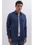 Erkek Slim Fit Tek Cep Kapaklı Düz Oduncu Spor Indigo Gömlek 5