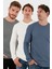 Pamuklu Bisklet Yaka Slim Fit Basic 3'lü Paket Sweat Erkek Sweat 5905073S3 1