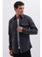Erkek Slim Fit Tek Cep Kapaklı Düz Oduncu Spor Koyu Gri Gömlek 2