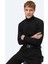 Siyah Tam Balıkçı Yaka Jakarlı Yün Karışımlı Triko Kazak 7