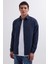 Erkek Slim Fit Dar Kesim Uzun Kollu Düz Kışlık Oduncu lacivert Gömlek 2