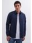 Erkek Slim Fit Dar Kesim Uzun Kollu Düz Kışlık Oduncu lacivert Gömlek 5