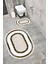 Su Emici Yumuşak Kaymaz Sünger Dolgulu Yıkanabilir Dekoratif Banyo Paspası Takımı 1187VİZON Oval 1
