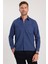 Regular Fit Rahat Kesim Cepli Denim Düğmeli Yaka lacivert Kot Gömlek 4